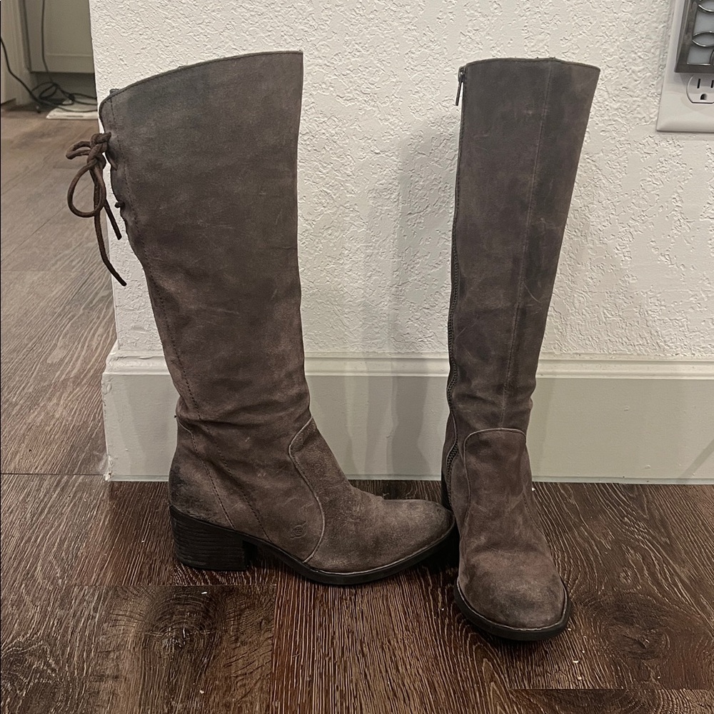 Born “Felicia” knee high suede lace-up boots - 7.5